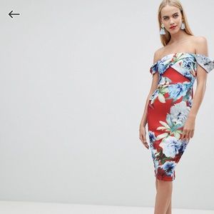 ASOS Floral Bardot Scuba Dress